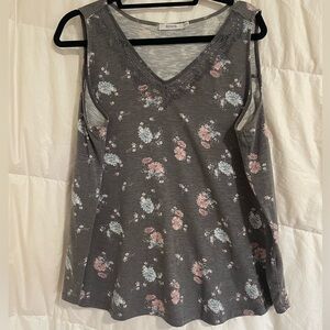 Grey floral tank top